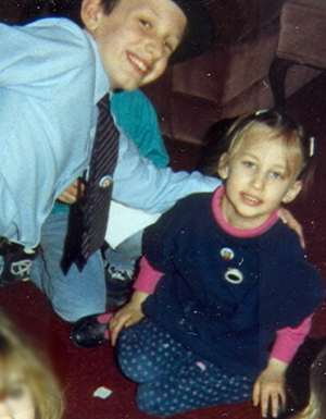 birthday party, 1989, with big brother as the magician