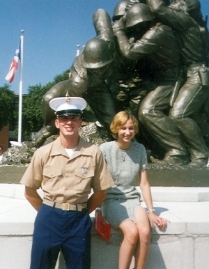 the new U.S. Marine and his sister, at Parris Island